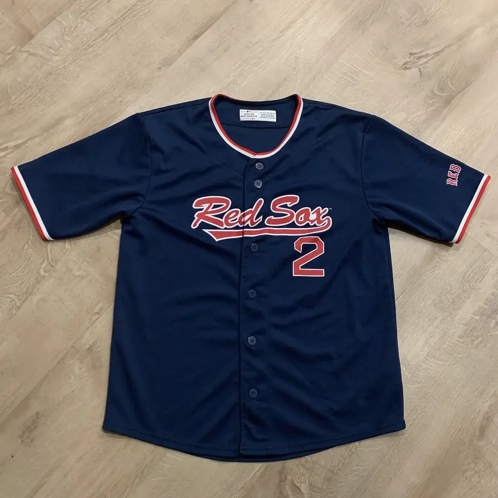 MLB Genuine Boston Red Sox Xander Bogaerts #2 Youth Boys XL 16/18 Jersey Navy